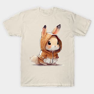 Cartoon Rabbit Wearing Hoodie T-Shirt